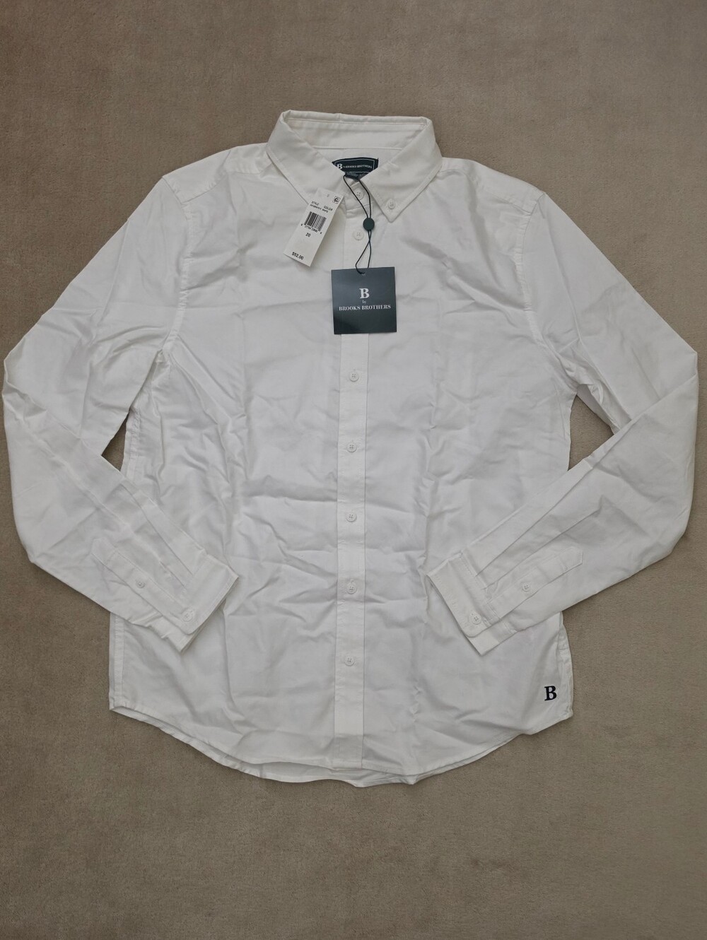 B By Brooks Brothers Big Boy White Classic-Fit Long Sleeve Dress Shirt Size 20Y